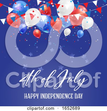 4th July Independence Day Background with Balloons and Confetti by KJ Pargeter