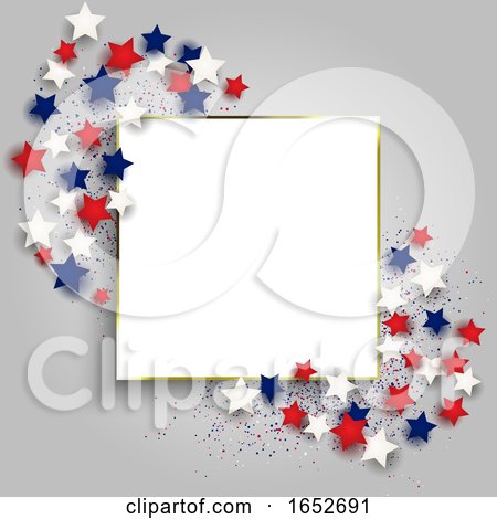 4th July Independence Day Background with with Gold Frame and Stars by KJ Pargeter