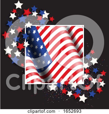 4th July Independence Day Background with American Flag and Stars by KJ Pargeter