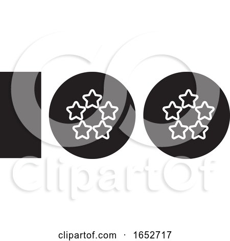 Black and White Number One Hundred Design with Stars by Lal Perera