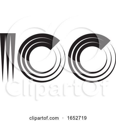 Abstract Black and White Number One Hundred Design by Lal Perera