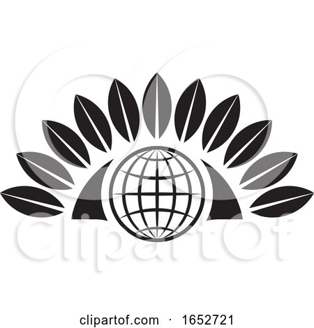 Black and White Icon with a Globe by Lal Perera
