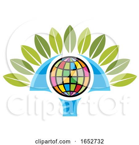 Colorful Tree Icon with a Globe by Lal Perera