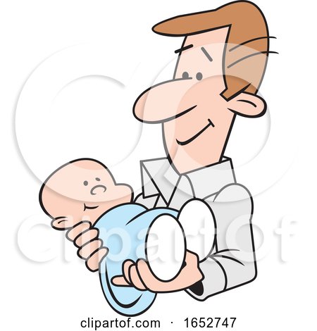 Cartoon Proud White Father Holding His Baby Boy by Johnny Sajem