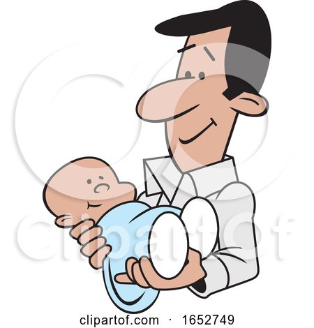 Cartoon Proud Hispanic Father Holding His Baby Boy by Johnny Sajem