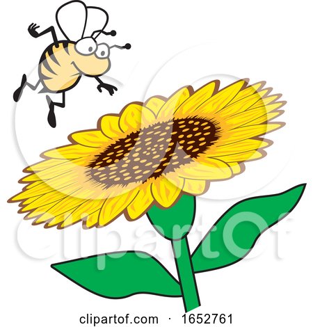 Cartoon Honey Bee over a Flower by Johnny Sajem