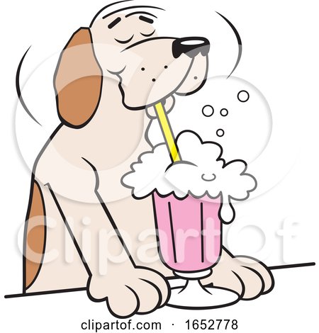 Cartoon Happy Dog at a Soda Fountain by Johnny Sajem