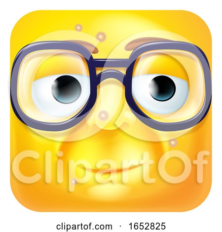 Nerdy Geek Emoji Emoticon Icon Cartoon Character by AtStockIllustration