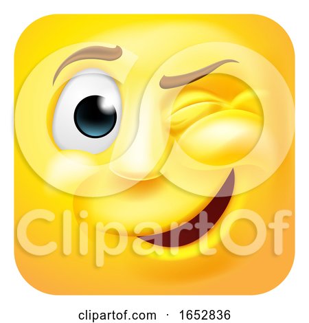 Winking Emoji Emoticon 3D Icon Cartoon Character by AtStockIllustration