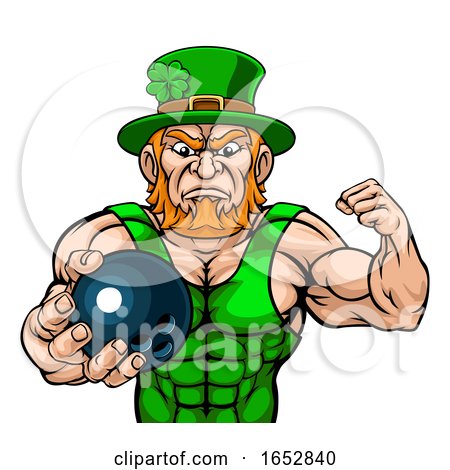 Leprechaun Holding Bowling Ball Sports Mascot by AtStockIllustration