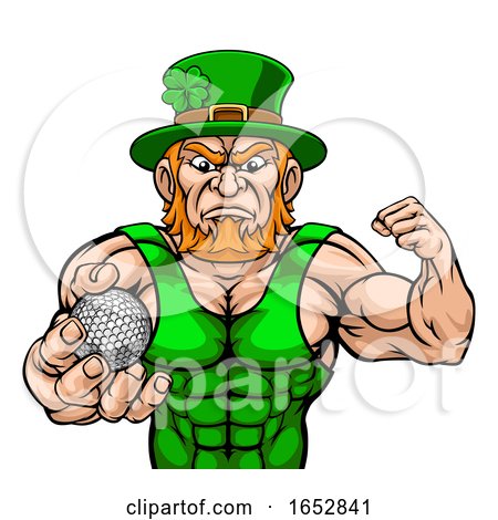 Leprechaun Holding Golf Ball Sports Mascot by AtStockIllustration