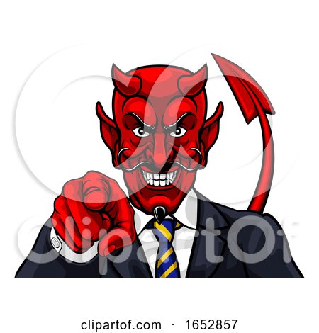 Devil Evil Businessman Pointing in Suit by AtStockIllustration