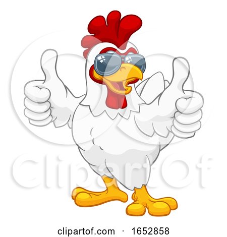 Chicken Rooster Cockerel Bird Sunglasses Cartoon by AtStockIllustration