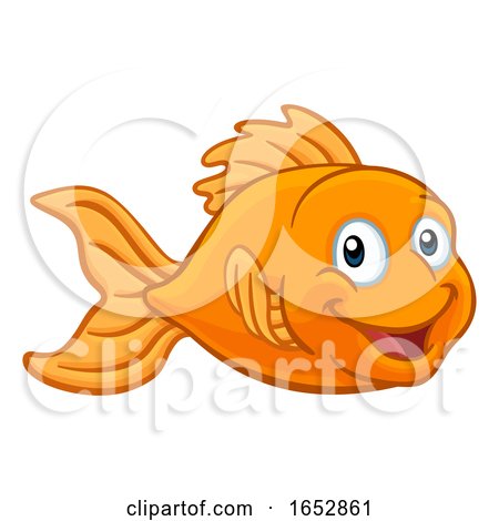 Gold Fish or Goldfish Cartoon Character by AtStockIllustration