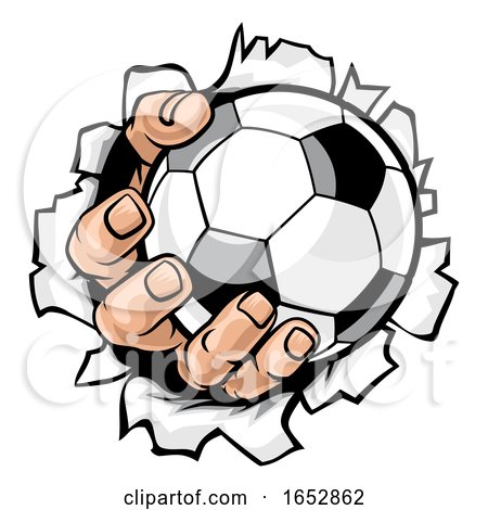 Soccer Ball Hand Tearing Background by AtStockIllustration