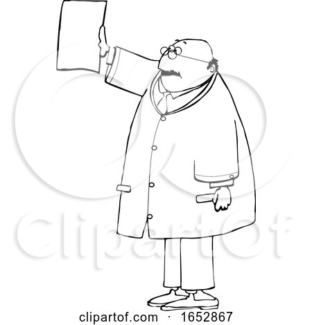 Cartoon Black and White Chubby Male Doctor Reviewing an XRay by djart