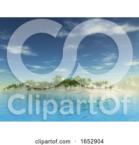3D Tropical Palm Tree Island Landscape by KJ Pargeter