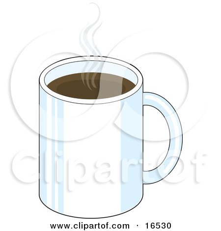 White Mug of Steaming Hot Coffee in a Cafe Clipart Illustration Graphic by Maria Bell
