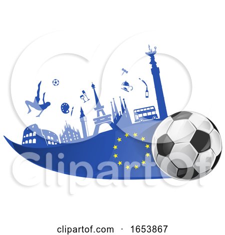 European Flag Soccer Ball and Icon Background by Domenico Condello