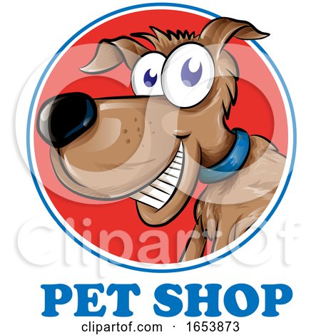 Cartoon Dog over Pet Shop Text by Domenico Condello