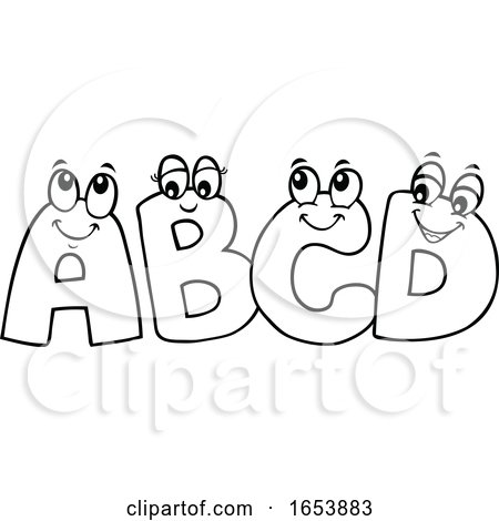 Cartoon Black and White ABCD Letter Characters Posters, Art Prints by -  Interior Wall Decor #1653883