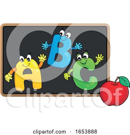 Cartoon Apple and ABC on a Blackboard by visekart