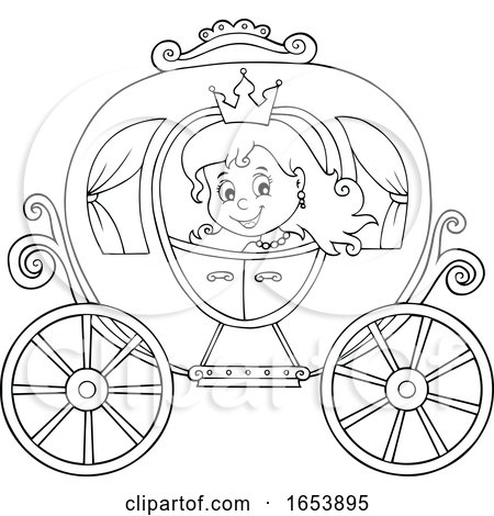 Black and White Fairy Tale Princess in a Carriage by visekart