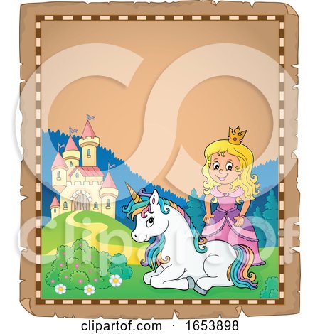 Fairy Tale Princess and Unicorn Border by visekart