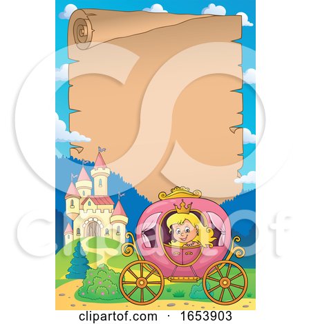 Border of a Fairy Tale Princess in a Carriage near a Castle by visekart