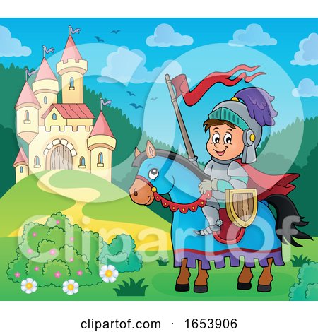 Horseback Knight by a Fairy Tale Castle by visekart