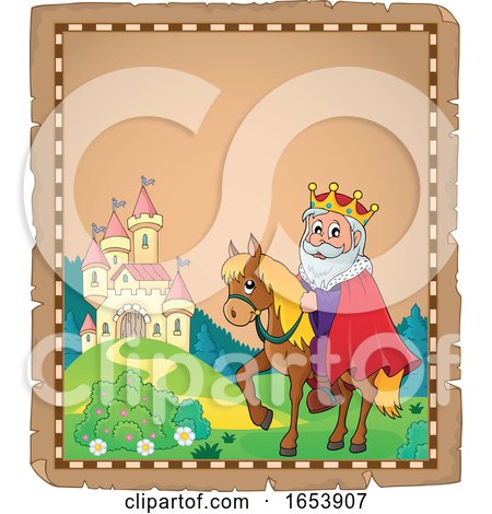 Fairy Tale Border of a Castle and Horseback King by visekart