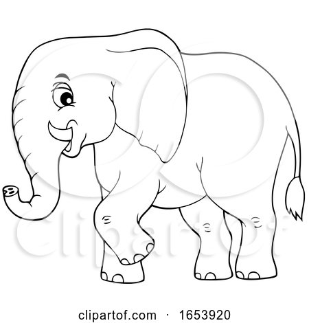 Black and White Cute Elephant by visekart