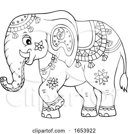 Black and White Cute Indian Elephant by visekart