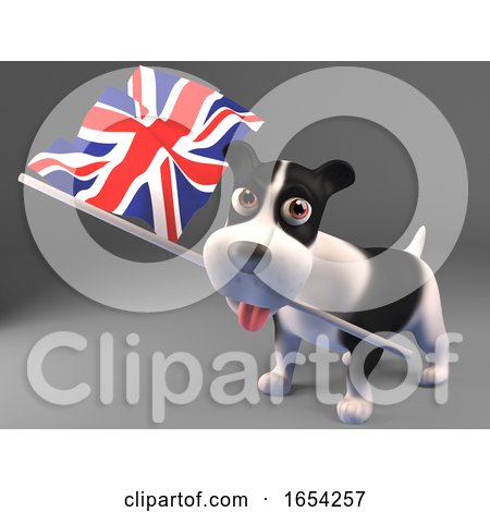 3d Puppy Dog Carrying the British Flag by Steve Young