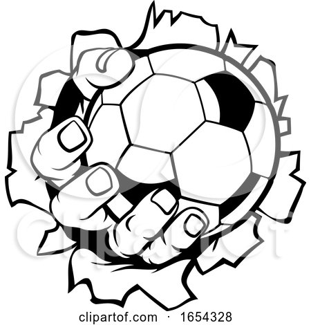 Soccer Football Ball Hand Tearing Background by AtStockIllustration