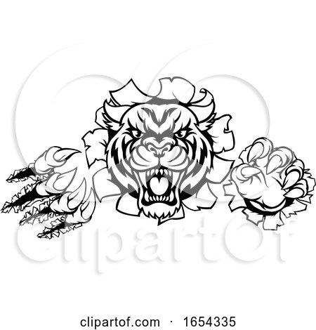 Tiger Angry Mascot Background Claws Breakthrough by AtStockIllustration