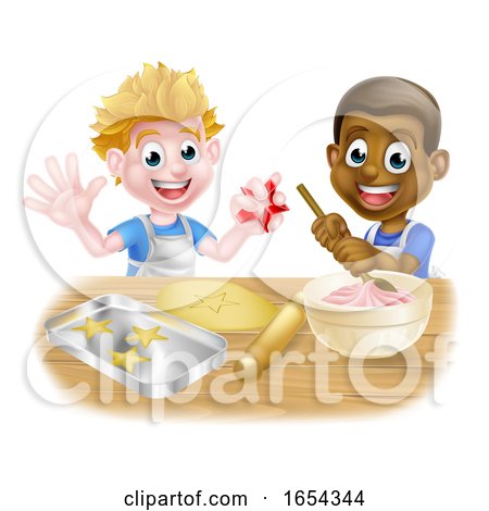 Cartoon Boy Bakers by AtStockIllustration