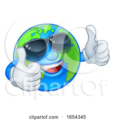 Earth Globe Shades Sunglasses Cartoon World Mascot by AtStockIllustration