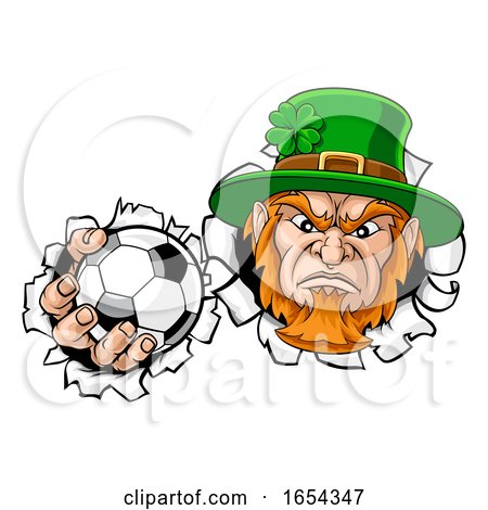 Leprechaun Soccer Mascot Ripping Background by AtStockIllustration