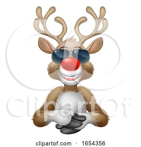 Cool Christmas Reindeer Cartoon Deer in Sunglasses by AtStockIllustration