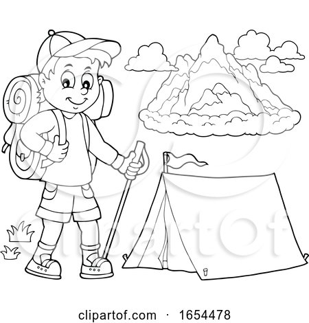 hiking clipart black and white