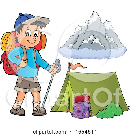 Boy Hiking on a Trail by visekart