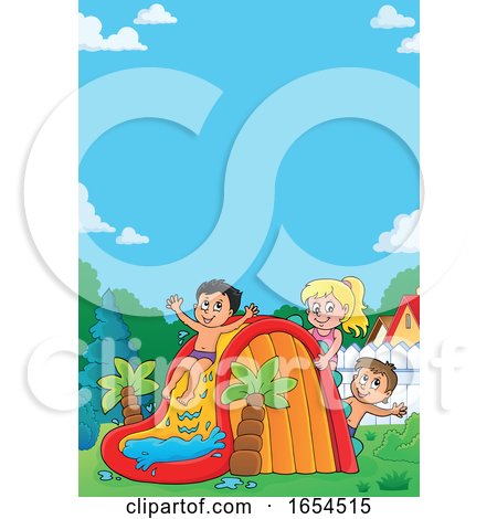Kids Playing on a Summer Water Slide by visekart