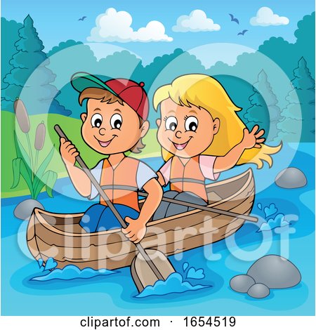 kids canoe clipart