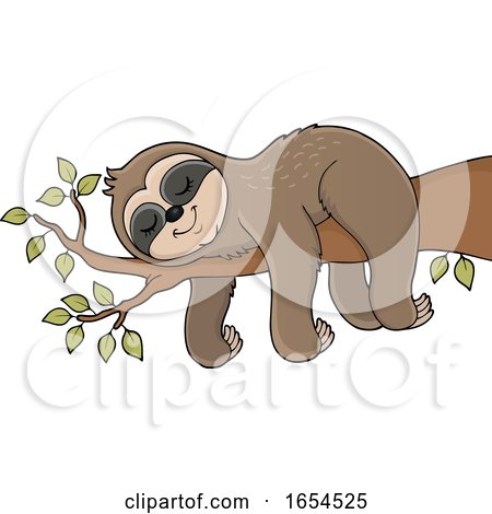 Cute Sloth Sleeping on a Branch by visekart