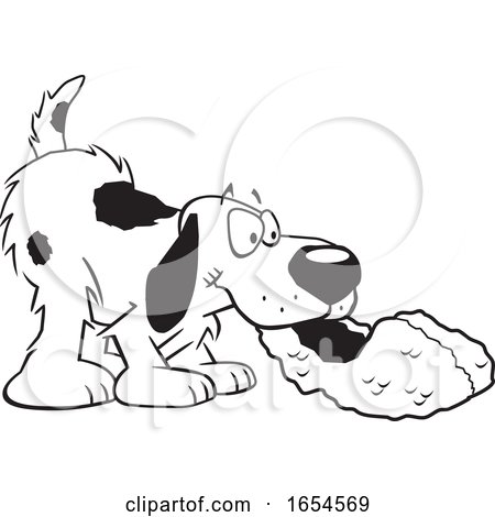 Cartoon Black and White Dog Fetching Slippers by Johnny Sajem