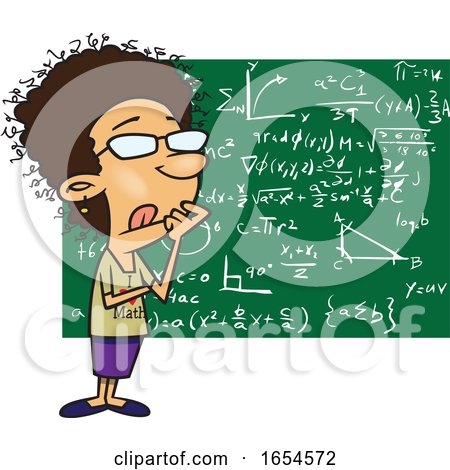 Cartoon Thinking Female Mathematician by toonaday