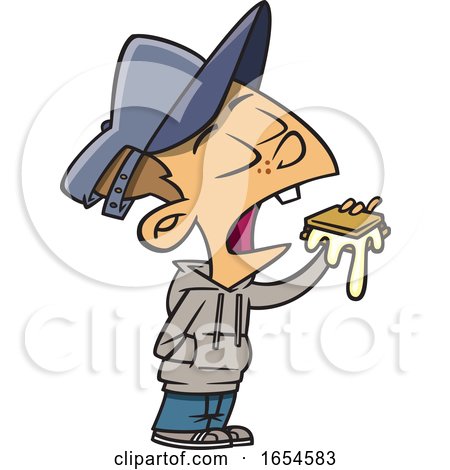 Cartoon White Boy Eating a Messy Smores by toonaday