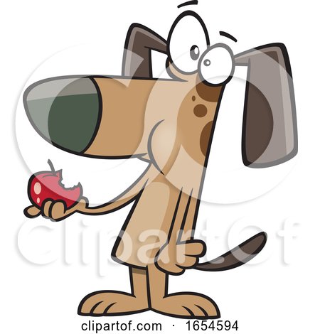 Cartoon Dog Eating His Daily Apple by toonaday
