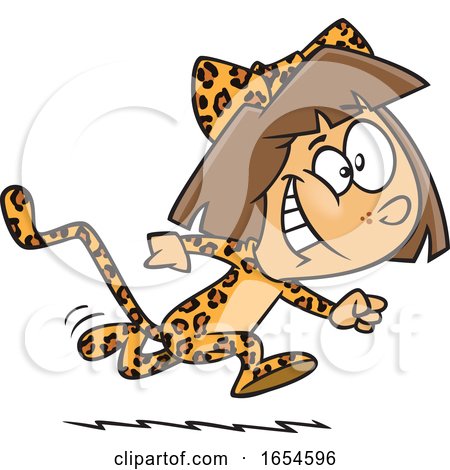 Cartoon White Girl Running in a Cheetah Costume by toonaday